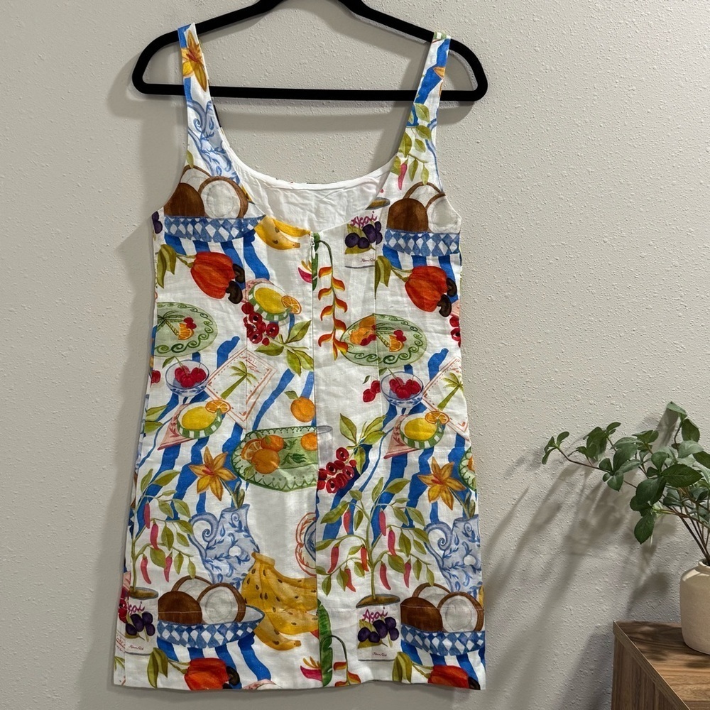 Farm Rio NWT XS Off White Fresh Table Euroflax Premium Linen Mini Dress Elegant - Picture 3 of 9